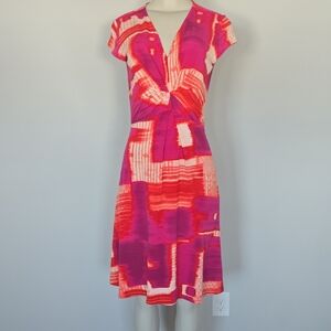 Natori purple/orange block print lounging dress-XS